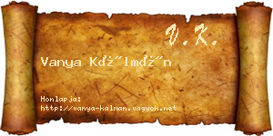 Vanya Kálmán névjegykártya